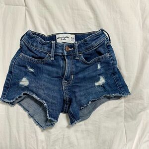 abercrombie kids medium blue distressed denim cutoff shorts
